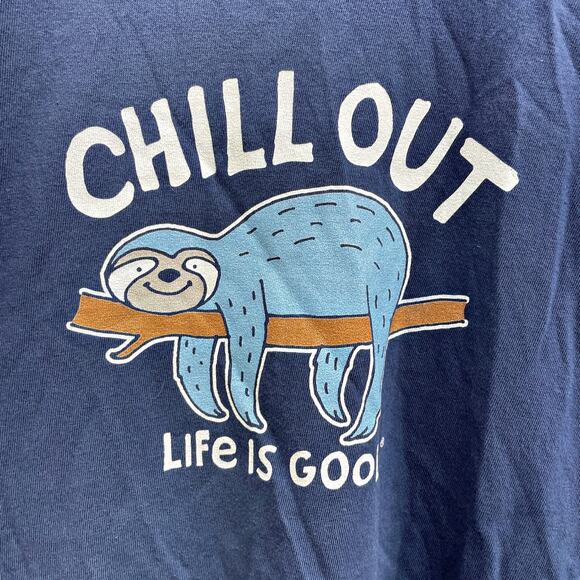Life Is Good Tops - Life is Good Long Sleeve Chill Out Sloth Blue Tshirt MEDIUM